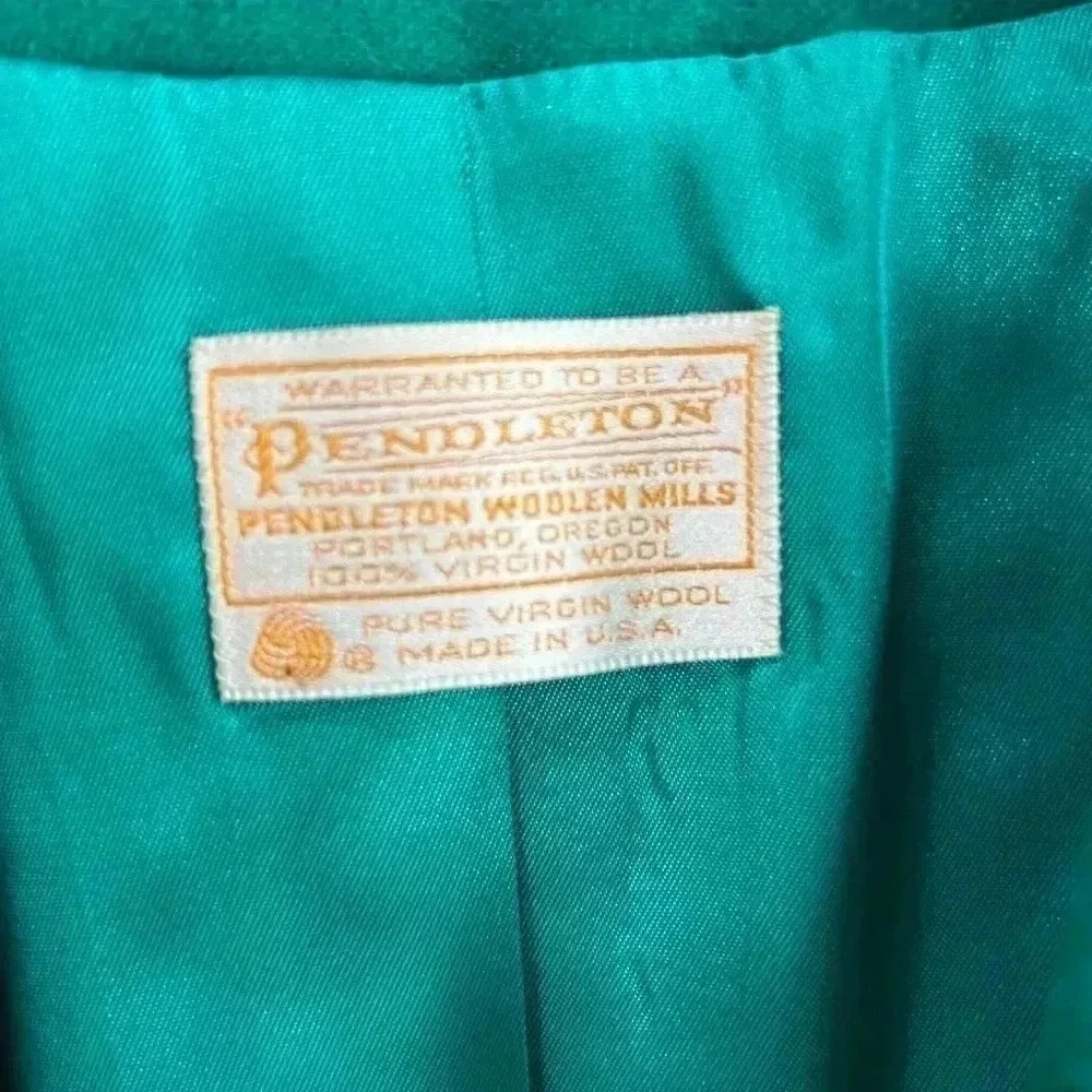 Pendleton Blazer, VTG, 100% Virgin Wool shoulder pads, Green Womens Sz 8 - Picture 4 of 9